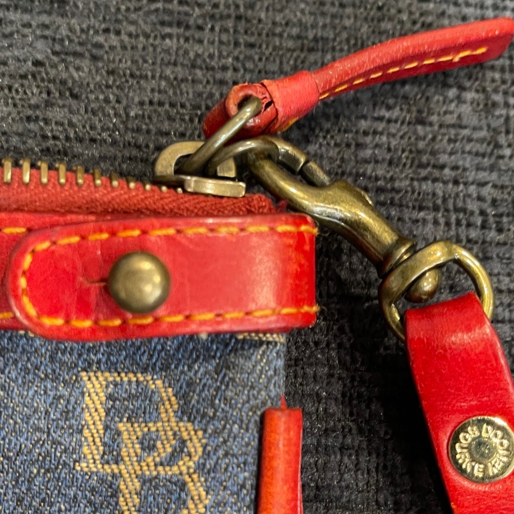 Dooney & Bourke Red and Blue Logo Wristlet - Picture 7 of 9